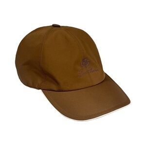 Loro Piana Storm System Microfibre Elastics Strapback Brown Baseball Cap Mens L